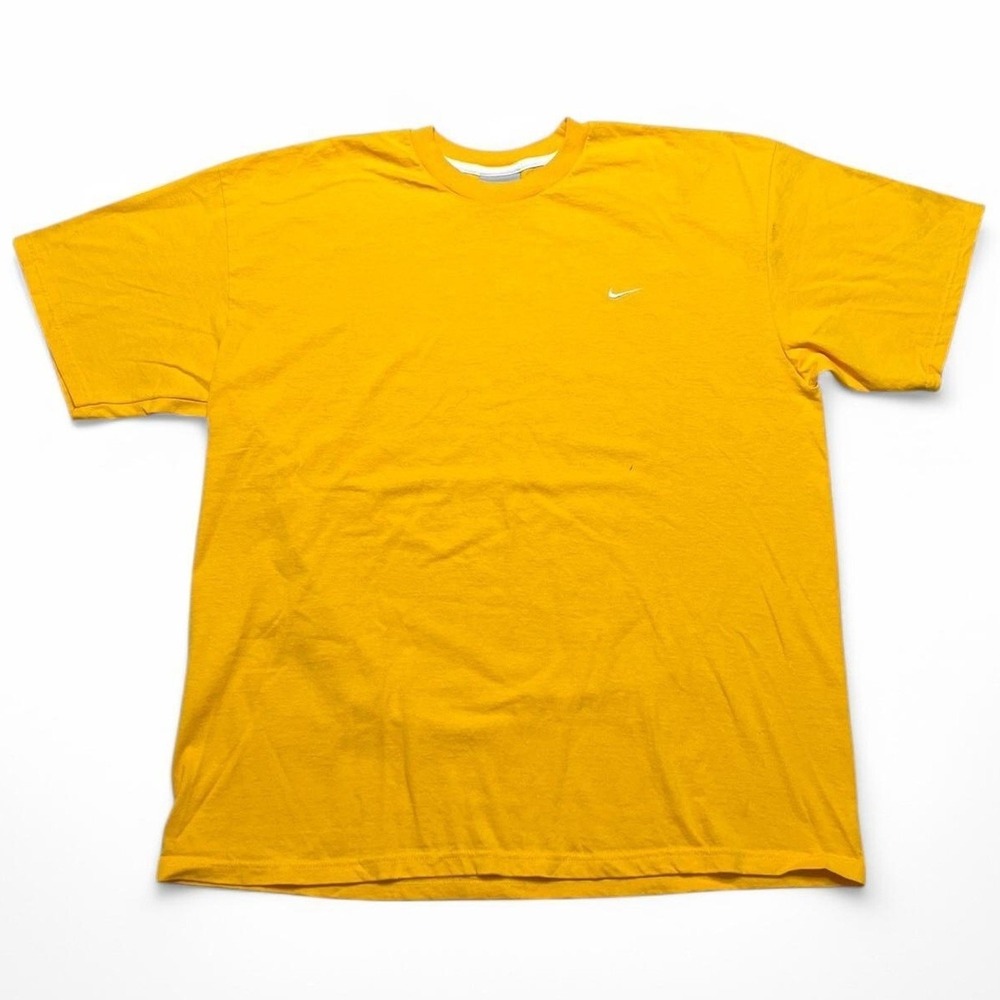 Nike T-Shirt Mens XL Gold Yellow Silver‎ Tag Vintage Y2K Embroidered Swoosh